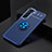 Ultra-thin Silicone Gel Soft Case Cover with Magnetic Finger Ring Stand A02 for Samsung Galaxy S23 Plus 5G Blue