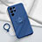 Ultra-thin Silicone Gel Soft Case Cover with Magnetic Finger Ring Stand A03 for Samsung Galaxy S21 Ultra 5G Blue
