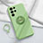 Ultra-thin Silicone Gel Soft Case Cover with Magnetic Finger Ring Stand A03 for Samsung Galaxy S21 Ultra 5G Matcha Green