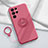 Ultra-thin Silicone Gel Soft Case Cover with Magnetic Finger Ring Stand A03 for Samsung Galaxy S21 Ultra 5G Red