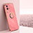 Ultra-thin Silicone Gel Soft Case Cover with Magnetic Finger Ring Stand A03 for Vivo iQOO 8 5G Hot Pink