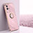 Ultra-thin Silicone Gel Soft Case Cover with Magnetic Finger Ring Stand A03 for Vivo iQOO 8 5G Pink