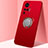Ultra-thin Silicone Gel Soft Case Cover with Magnetic Finger Ring Stand A03 for Vivo X50 Pro 5G Red