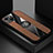 Ultra-thin Silicone Gel Soft Case Cover with Magnetic Finger Ring Stand A04 for Apple iPhone 13 Brown