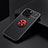 Ultra-thin Silicone Gel Soft Case Cover with Magnetic Finger Ring Stand A05 for Apple iPhone 13 Pro Red and Black