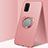 Ultra-thin Silicone Gel Soft Case Cover with Magnetic Finger Ring Stand A05 for Oppo A52 Rose Gold