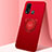 Ultra-thin Silicone Gel Soft Case Cover with Magnetic Finger Ring Stand A05 for Vivo Y50 Red