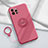 Ultra-thin Silicone Gel Soft Case Cover with Magnetic Finger Ring Stand A06 for Apple iPhone 13 Pro Red