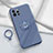 Ultra-thin Silicone Gel Soft Case Cover with Magnetic Finger Ring Stand A06 for Apple iPhone 14 Pro Lavender Gray