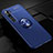 Ultra-thin Silicone Gel Soft Case Cover with Magnetic Finger Ring Stand D02 for Xiaomi Mi Note 10 Blue