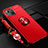 Ultra-thin Silicone Gel Soft Case Cover with Magnetic Finger Ring Stand for Apple iPhone 14 Red