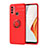 Ultra-thin Silicone Gel Soft Case Cover with Magnetic Finger Ring Stand for OnePlus Nord N100 Red