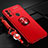 Ultra-thin Silicone Gel Soft Case Cover with Magnetic Finger Ring Stand for Oppo A32 Red