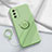 Ultra-thin Silicone Gel Soft Case Cover with Magnetic Finger Ring Stand for Oppo A55S 5G Green