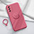 Ultra-thin Silicone Gel Soft Case Cover with Magnetic Finger Ring Stand for Oppo A55S 5G Red