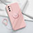 Ultra-thin Silicone Gel Soft Case Cover with Magnetic Finger Ring Stand for Oppo A56 5G Pink