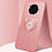 Ultra-thin Silicone Gel Soft Case Cover with Magnetic Finger Ring Stand for Oppo Ace2 Pink