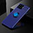 Ultra-thin Silicone Gel Soft Case Cover with Magnetic Finger Ring Stand for Oppo F17 Blue