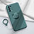 Ultra-thin Silicone Gel Soft Case Cover with Magnetic Finger Ring Stand for Oppo Find X3 Lite 5G Midnight Green