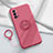 Ultra-thin Silicone Gel Soft Case Cover with Magnetic Finger Ring Stand for Oppo Reno4 Pro 5G Red