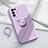 Ultra-thin Silicone Gel Soft Case Cover with Magnetic Finger Ring Stand for Oppo Reno5 5G Clove Purple