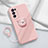 Ultra-thin Silicone Gel Soft Case Cover with Magnetic Finger Ring Stand for Oppo Reno5 Pro+ Plus 5G Pink