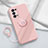 Ultra-thin Silicone Gel Soft Case Cover with Magnetic Finger Ring Stand for Oppo Reno6 Pro 5G Pink