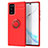 Ultra-thin Silicone Gel Soft Case Cover with Magnetic Finger Ring Stand for Samsung Galaxy Note 20 5G Red