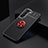 Ultra-thin Silicone Gel Soft Case Cover with Magnetic Finger Ring Stand for Samsung Galaxy S21 5G Red and Black