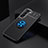 Ultra-thin Silicone Gel Soft Case Cover with Magnetic Finger Ring Stand for Samsung Galaxy S21 Plus 5G Blue and Black