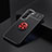 Ultra-thin Silicone Gel Soft Case Cover with Magnetic Finger Ring Stand for Samsung Galaxy S21 Plus 5G Red and Black