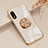 Ultra-thin Silicone Gel Soft Case Cover with Magnetic Finger Ring Stand for Sony Xperia Ace II SO-41B White