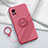 Ultra-thin Silicone Gel Soft Case Cover with Magnetic Finger Ring Stand for Vivo X60 5G Red Wine