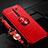 Ultra-thin Silicone Gel Soft Case Cover with Magnetic Finger Ring Stand for Xiaomi Redmi 9 Red