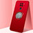 Ultra-thin Silicone Gel Soft Case Cover with Magnetic Finger Ring Stand G01 for Xiaomi Redmi Note 9 Red