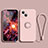Ultra-thin Silicone Gel Soft Case Cover with Magnetic Finger Ring Stand G02 for Apple iPhone 13 Mini Rose Gold