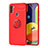 Ultra-thin Silicone Gel Soft Case Cover with Magnetic Finger Ring Stand JM1 for Samsung Galaxy A11 Red