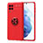 Ultra-thin Silicone Gel Soft Case Cover with Magnetic Finger Ring Stand JM1 for Samsung Galaxy F62 5G Red