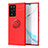 Ultra-thin Silicone Gel Soft Case Cover with Magnetic Finger Ring Stand JM1 for Samsung Galaxy Note 20 Ultra 5G Red