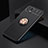Ultra-thin Silicone Gel Soft Case Cover with Magnetic Finger Ring Stand JM2 for Oppo A16e Gold and Black