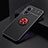 Ultra-thin Silicone Gel Soft Case Cover with Magnetic Finger Ring Stand JM2 for Oppo A58 5G Red and Black