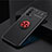 Ultra-thin Silicone Gel Soft Case Cover with Magnetic Finger Ring Stand JM2 for Oppo A95 4G Red and Black