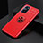 Ultra-thin Silicone Gel Soft Case Cover with Magnetic Finger Ring Stand JM2 for Oppo A96 4G Red
