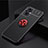 Ultra-thin Silicone Gel Soft Case Cover with Magnetic Finger Ring Stand JM2 for Oppo F21s Pro 5G Red and Black