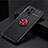 Ultra-thin Silicone Gel Soft Case Cover with Magnetic Finger Ring Stand JM2 for Oppo Find X3 Pro 5G Red and Black