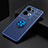 Ultra-thin Silicone Gel Soft Case Cover with Magnetic Finger Ring Stand JM2 for Oppo Reno8 Pro 5G Blue