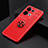 Ultra-thin Silicone Gel Soft Case Cover with Magnetic Finger Ring Stand JM2 for Oppo Reno8 Pro 5G Red