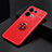 Ultra-thin Silicone Gel Soft Case Cover with Magnetic Finger Ring Stand JM2 for Oppo Reno9 5G Red