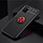 Ultra-thin Silicone Gel Soft Case Cover with Magnetic Finger Ring Stand JM2 for Samsung Galaxy A03s Red and Black