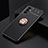 Ultra-thin Silicone Gel Soft Case Cover with Magnetic Finger Ring Stand JM2 for Samsung Galaxy M34 5G Gold and Black